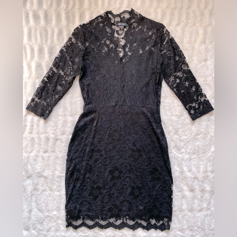 karen kane black lace dress | Dresses | Karen Kane Scalloped Cocktail neck dress that flatters Size:IT 38 Ball gown cat:bd ZARA mesh floral dress